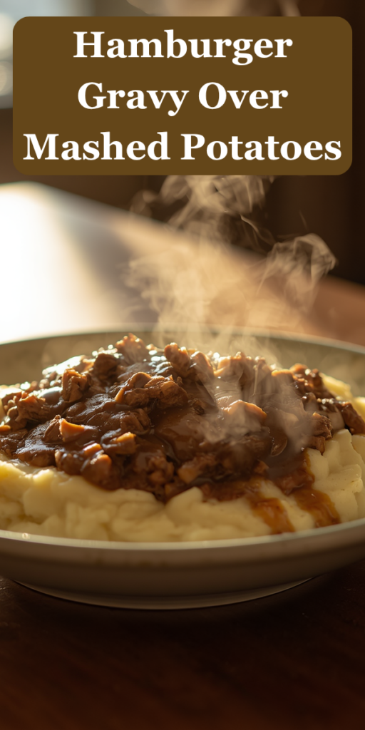 old fashioned hamburger gravy over mashed potatoes, hamburger gravy recipe, ground beef gravy, hamburger gravy and mashed potatoes, easy ground beef dinner, Southern hamburger gravy, old fashioned comfort food, homemade hamburger gravy, creamy mashed potatoes, ground beef and mashed potatoes, budget friendly family dinners, easy weeknight dinner ideas, Southern comfort food recipes, hamburger gravy from scratch, cheap dinner ideas, hearty family meals, easy hamburger recipes, ground beef dinner recipes, Grandma's hamburger gravy, 30 minute dinner ideas, country hamburger gravy, comfort food dinner ideas, one skillet hamburger gravy, homemade beef gravy