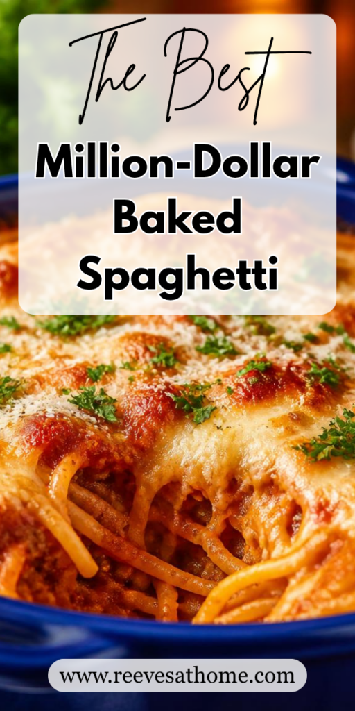 Million-Dollar Spaghetti Casserole, Million-Dollar Spaghetti, million dollar spaghetti recipe, baked spaghetti casserole, creamy baked spaghetti, cheesy spaghetti casserole, easy spaghetti casserole, spaghetti casserole with cream cheese, spaghetti casserole with ground beef, family dinner recipes, easy comfort food recipes, Italian casserole recipes, make-ahead casserole, weeknight dinner ideas, budget-friendly dinner recipes, cheesy pasta bake, potluck casserole recipes, oven-baked spaghetti.